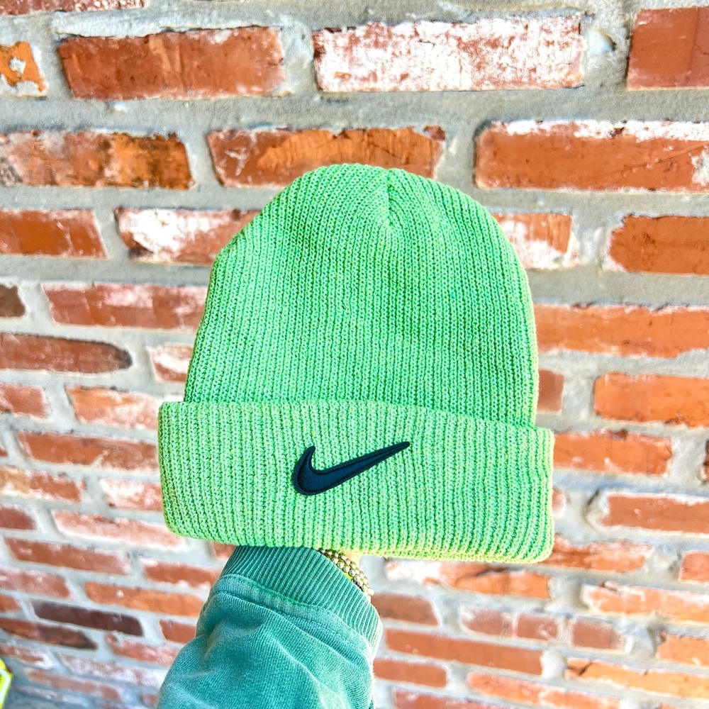 Custom made green Nike beanie